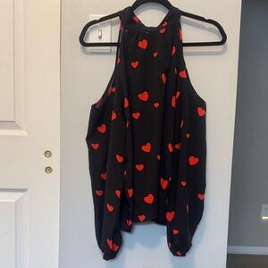 SHEIN Black and Red Heart Blouse